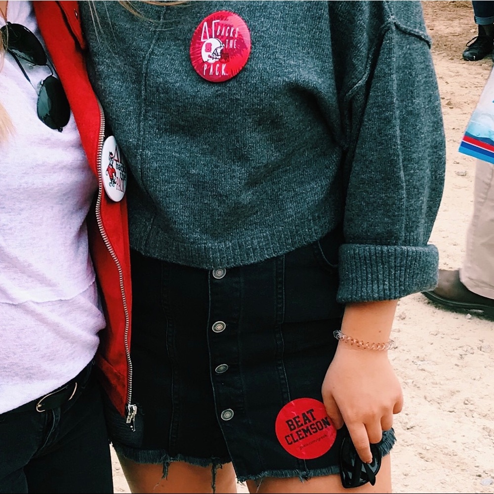 Black denim free people skirt